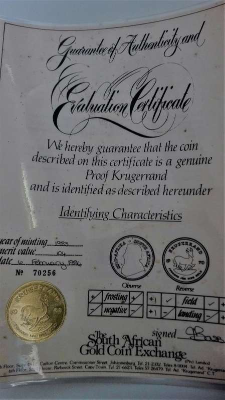 1983 PROOF GRADED 1 OUNCE KRUGER  WITH CERTIFICATE and original box